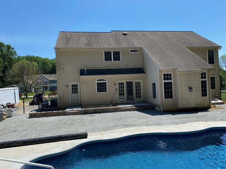 outdoor hardscape installation in construction phase