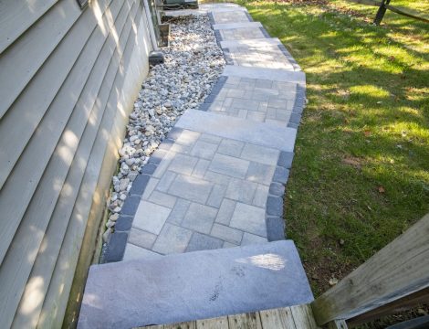 hardscaped walkway with steps