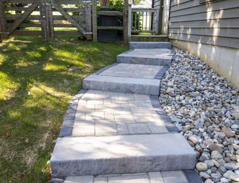 hardscaped walkway with steps