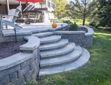 hardscaped steps off of patio